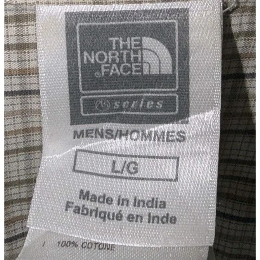 The North Face Tan Brown Plaid Button Front Short Sleeve Shirt - Men's Size L
